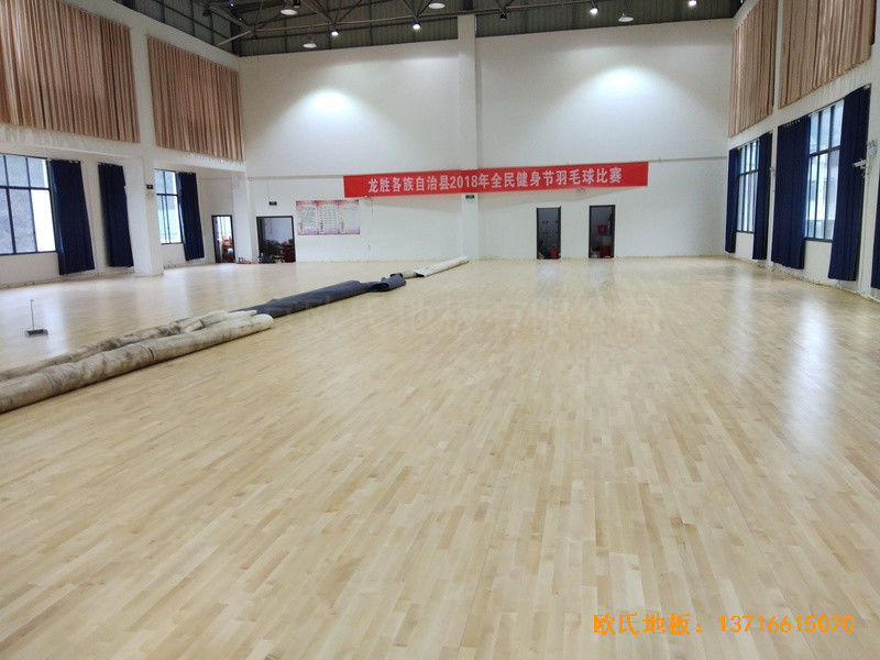 廣西龍勝縣黨校運(yùn)動(dòng)館體育地板施工案例0